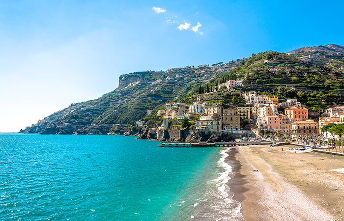 View of Maiori Beach, Amalfi Coast, Italy