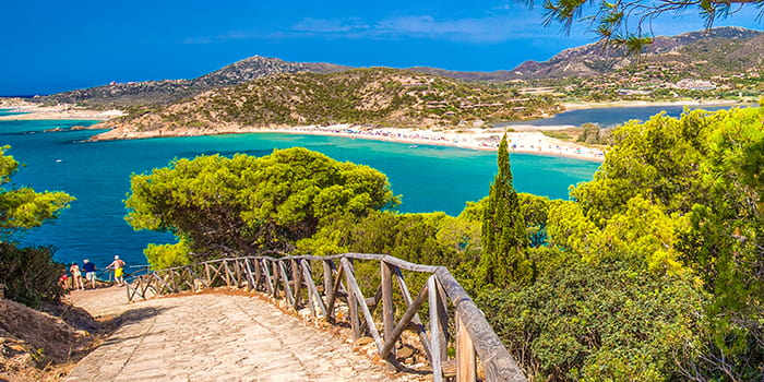 Walkway Footpath leading towards Sa Colonia Beach in Sardinia Italy