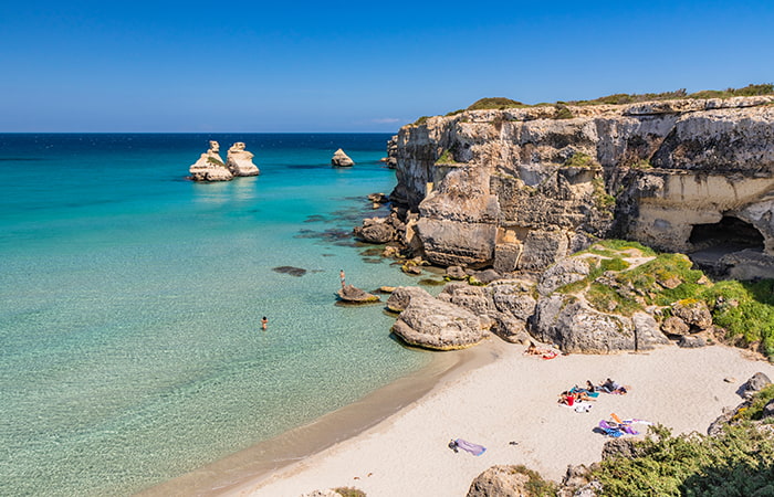 Torre Dell'Orso Bay in Salento, Puglia, Italy