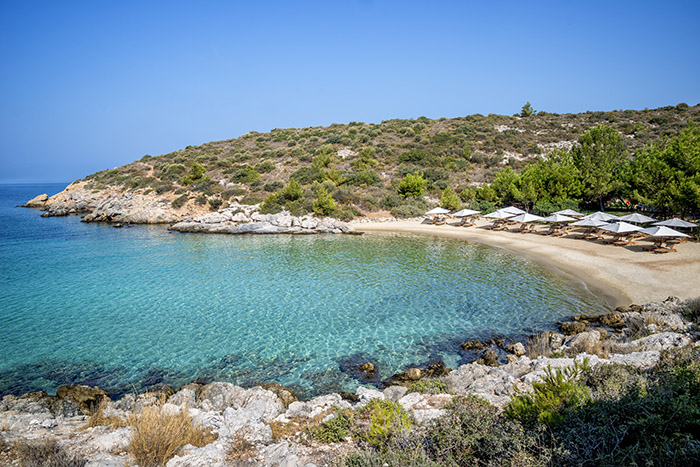 Beach at Six Senses Kaplankaya, Bodrum, Turkey