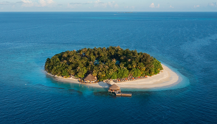 Aerial shot of Angsana Ihuru, Maldives