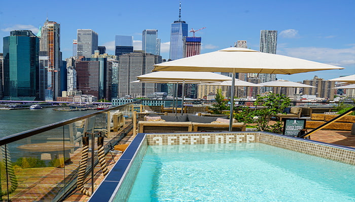 View over city from 1 Brooklyn Hotel, New York