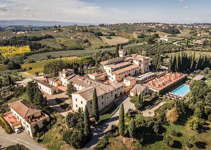 Aerial shot of Como Castello Del Nero, Italy