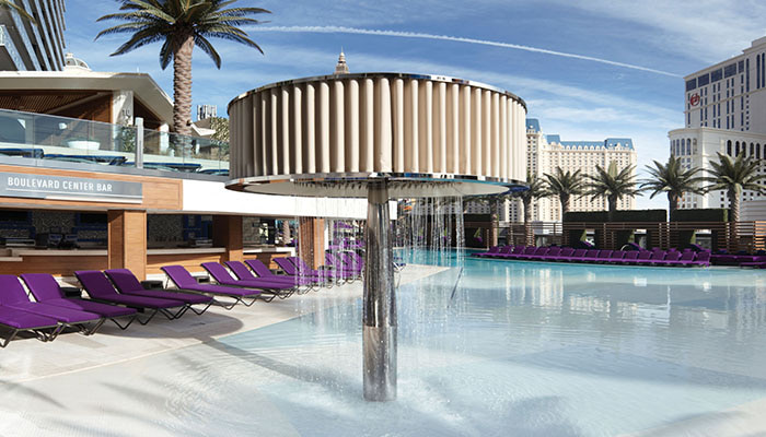 Lounge area at The Cosmopolitan rooftop pool, Las Vegas, Nevada