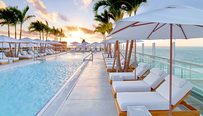 Rooftop pool at 1 Hotel South Beach, Miami