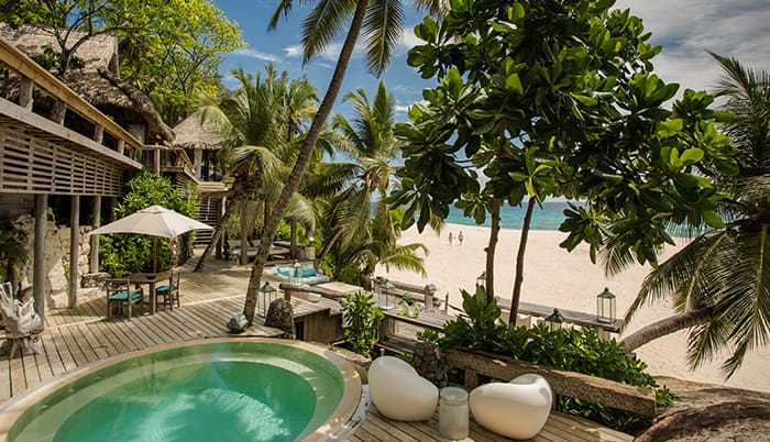Villa terrace on North Island Hotel, Seychelles