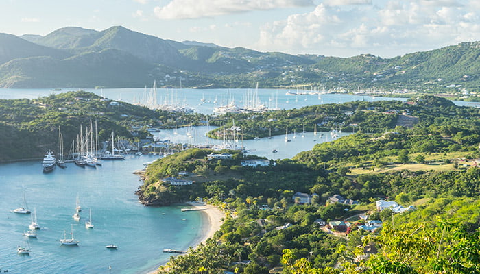 Arial shot from Shirley Heights, Antigua