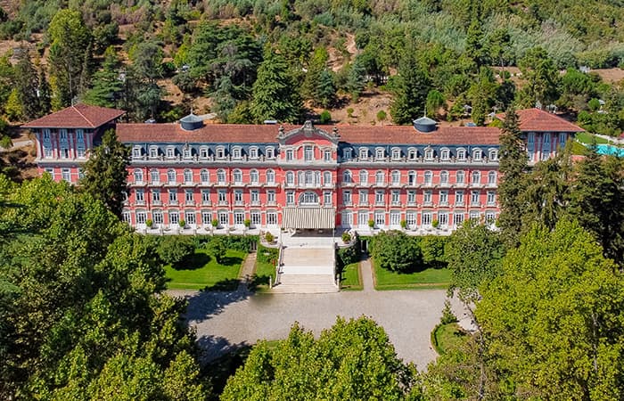 Aerial Shot of Vidago Palace Hotel in Duoro Valley