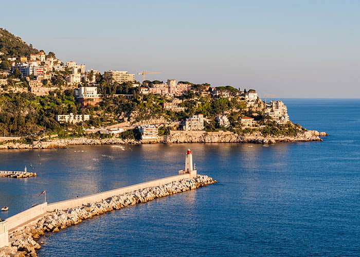 Aerial view of Mont Boron neighbourhood, home to Coco beach, Nice, France