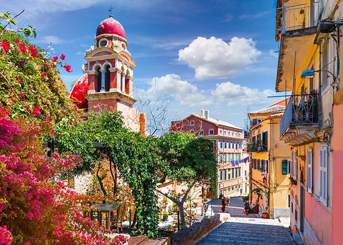 Street in Corfu's old town, Greece