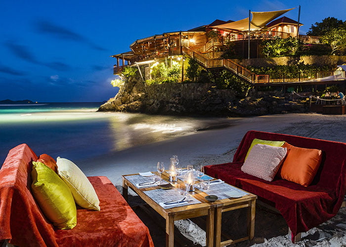 Sand Bar during evening at Eden Rock, St. Barth's, Caribbean