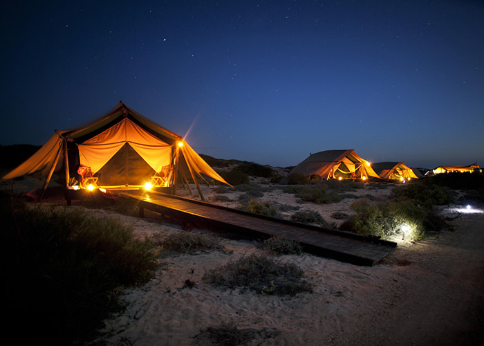 Exterior of tents at Sal Salis Ningaloo Reef, Western Australia