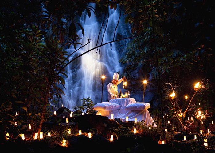 Candlelit Jungle Waterfall private dining at The Sarojin, Khao Lak, Thailand