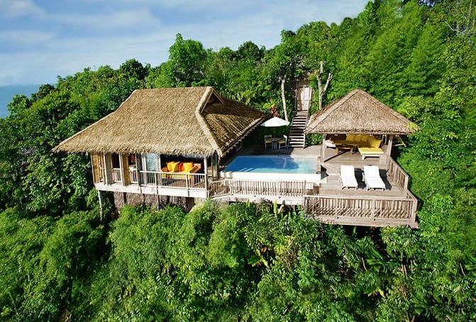 Exterior view of villa at Six Senses Yao Noi resort in Thailand 