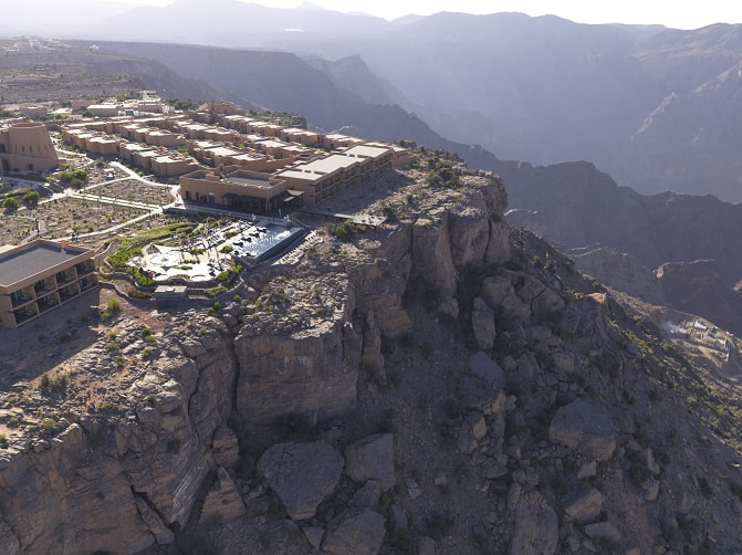 Ariel view of Anantara Al Jabal Al Akhdar resort in Oman