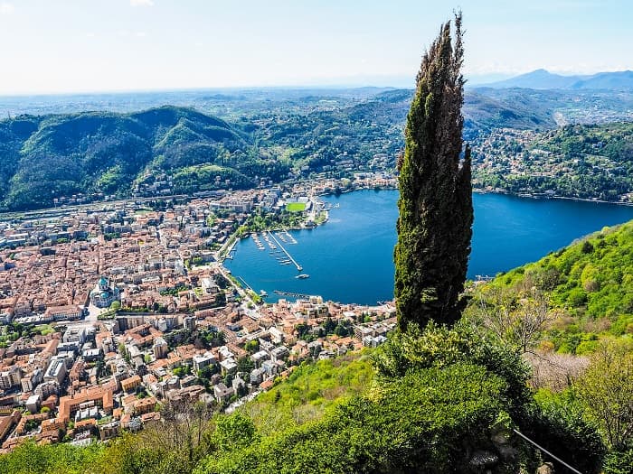Aerial view of Lake Como, seen from Brunate hill