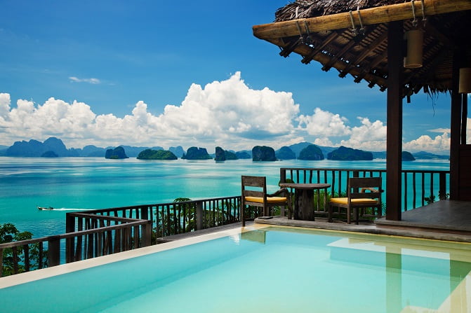 View from private infinity pool at Six Senses Yao Noi in Thailand 