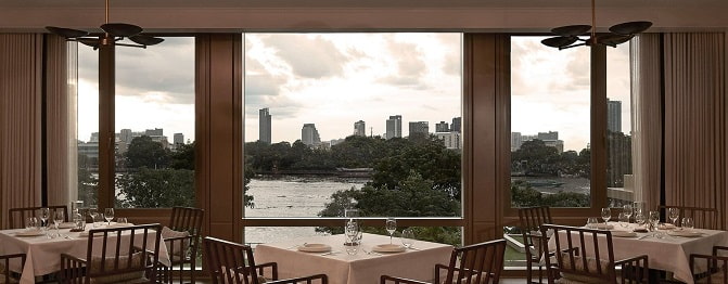 Dining room at Côte in hotel Capella Bangkok, Thailand