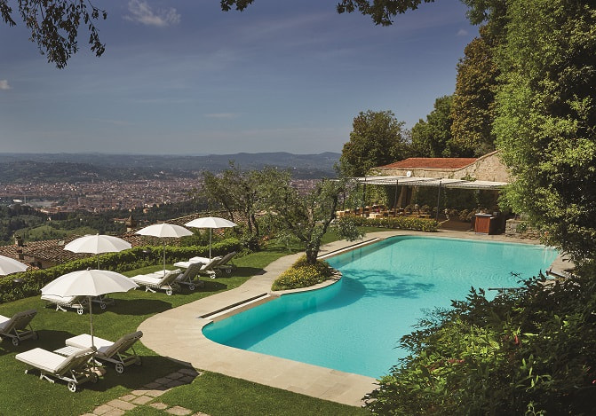 Pool with panoramic view at Villa San Michele in Florence