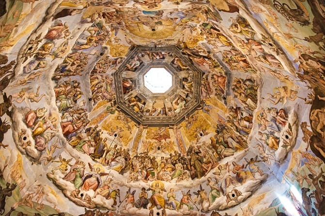 Painted ceiling in the Cathedral di Santa Marie del Fiore in Florence. 