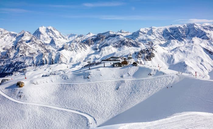 Exterior snow-covered mountains in Courchevel