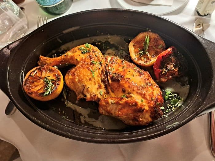 Half rotisserie chicken at Vosporos Grill House