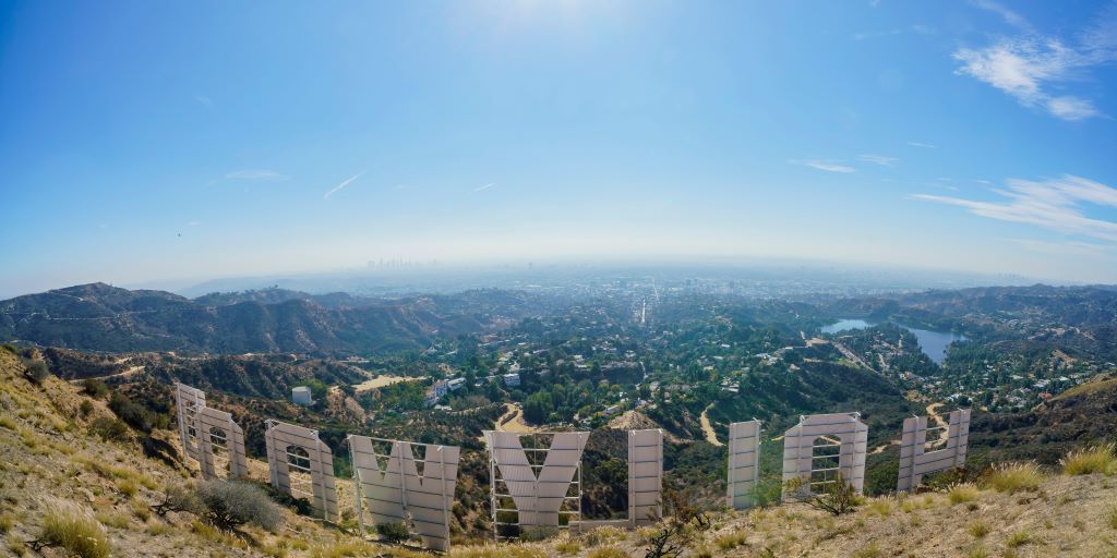 Rear-view shot of Hollywood sign 