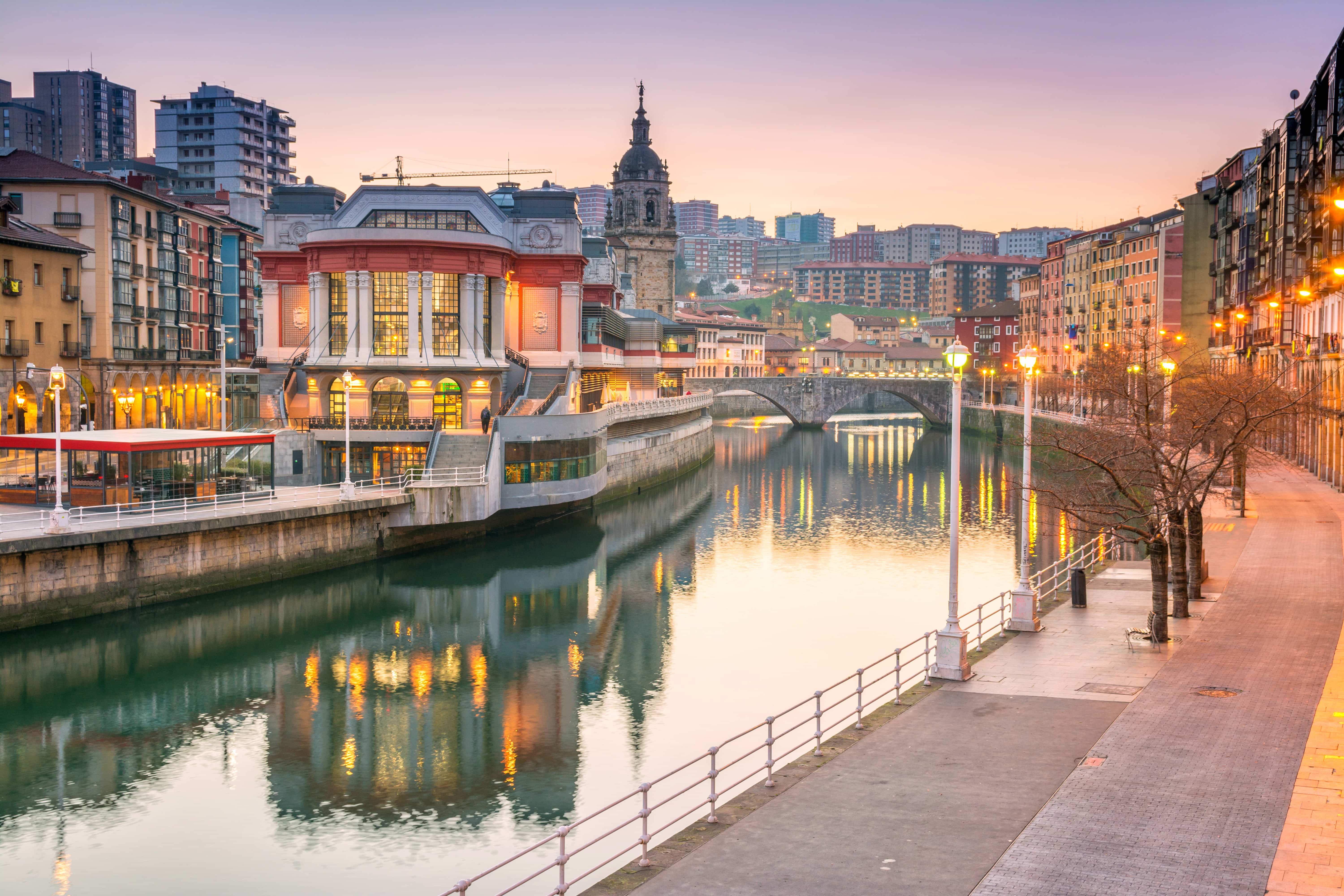 City of Bilbao, river and bridge. 